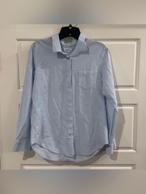 Johnnie-O Frieda Cotton Linen‎ Blue Button Down Shirt Women’s Size Medium